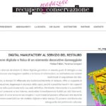Abstract di articolo su "Recupero e conservazione magazine" di Luglio-Agosto 2018